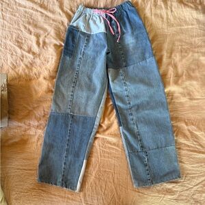 American Vintage Blue and Pink Flare Jeans